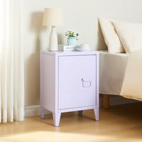 mesa de noche inari acero con tirador derecho 57x40x30 cm - violeta encasa