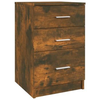 Mesita De Noche Madera Contrachapada Roble Ahumado 40x40x63 Cm Vidaxl