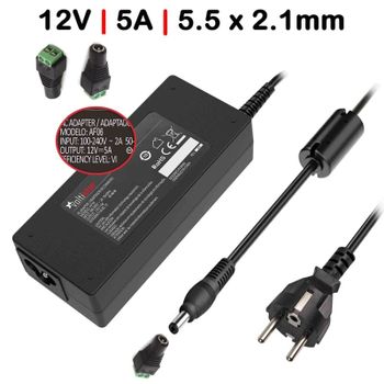 Cargador Para TFT Monitor 12V 5A 60W + Conector Apto Para Tira LED
