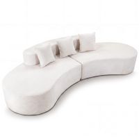costway sofa curvado 5 plazas modular funda pana lavable relleno esponja alta densidad 3 almohadas base antideslizante sin montaje para salon beige