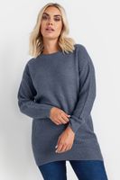 yours jersey liso azul acero de punto mujer curvy y tallas grandes yours