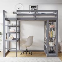 cama nido con escalera de madera maciza 140x200 cm con mesa y estantes con fijaciones simples y almacenamiento laminado camas para ninos camas para adolescentes camas dobles gris