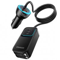mensaje f789 135w cargador de coche para asiento trasero con cables retractiles 2 usb-a  2 type-c  2 type-c cables ret