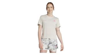 Camiseta de manga corta adidas performance own the run  blanco rosa  mujer