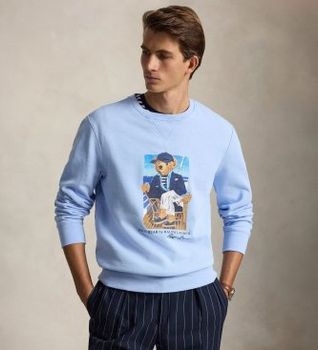 Polo Ralph Lauren para hombre. 710B18538001 Sudadera de felpa con Polo Bear azul (XXL), Casual, Algodón, Manga larga