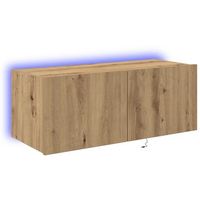 mueble de tv  mueble de salon  gabinete de tv montado en la pared con led roble artesanal