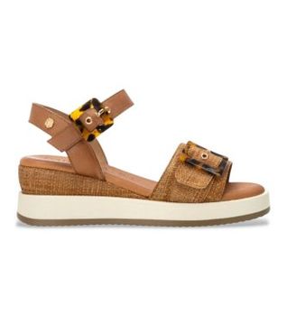 Carmela para mujer. 16222702-CAMEL Sandalias 162227 marrón (39), Tela, 5 a 8cm, Hebilla, Casual
