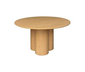 Mesa de comedor redonda de madera de hevea con 4 plazas, 130cm, leonore, natural, 130x130x73 cm