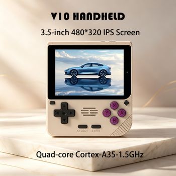 Consola de Juegos Retro V10 Khaki de 100 GB, Pantalla IPS Oca HD de 3,5 Pulgadas, 480*320, RK3326, Linux de Código Abierto, Regalos Económicos para Niños