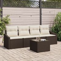 juego de sofa de jardin de 5 piezas con cojines marron poliratan v1747 unico  marron