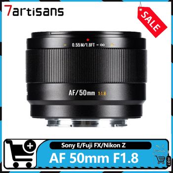 Lente de Cámara 7artisans AF 50mm F1.8 APS-C con Enfoque Automático, Gran Apertura, Enfoque Fijo, Compatible con Sony A7S, Fuji X-E3, Nikon Z5