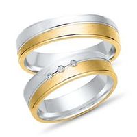 alianzas 18 quilates oro amarillo-blanco 3 diamantes