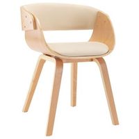 silla de comedor  silla de cocina  mueble de comedor madera curvada y cuero sintetico crema
