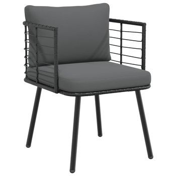 Silla De Jardín Con Cojines Ratán Sintético Negro Vidaxl