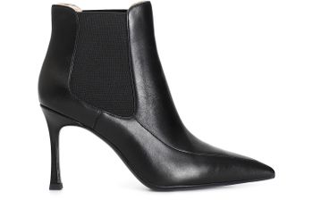 botín mujer de piel con dos elásticos black