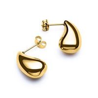 pendientes de boton de acero inoxidable chapado en oro ip para mujer