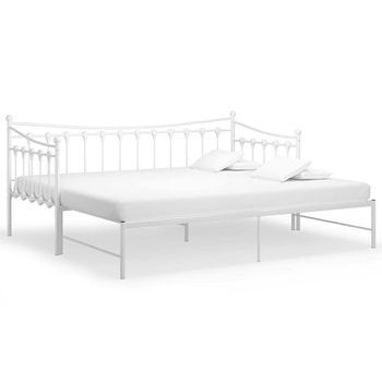 Sofá Cama Extraíble Sin Colchón Metal Blanco 90x200cm Vidaxl