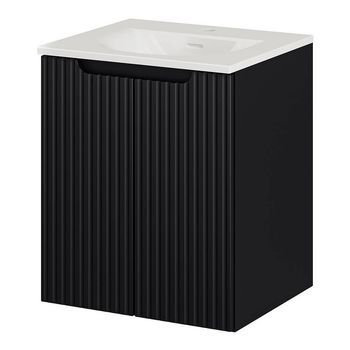 Mueble De Baño Newport Con Lavabo Y 2 Puertas 50x57x39cm - Negro [en.casa]