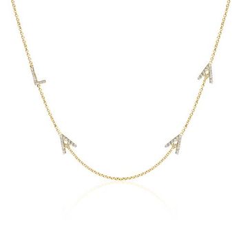 Cadena de oro de 14 quilates con 4 letras engastadas con diamantes