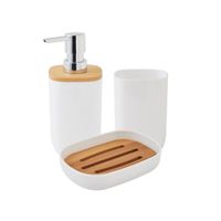 juego de bano de bambu de 3 piezas de color liso