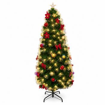 Árbol De Navidad De Fibra Óptica Klack 150 Cm Con Luz Integrada, Artificial Y Decorado