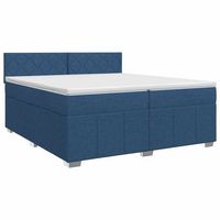 cama tapizada 200x200x88 cm tejido - azul