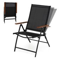 costway juego de 2 sillas plegables para exterior ligera con respaldo reclinable marco metal para picnic playa sin montaje carga 150kg negro