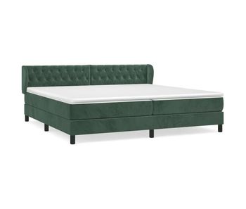 Cama box spring con colchón terciopelo verde oscuro 200x200 cm diseño de botones