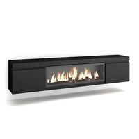 mueble tv  television  muebles de salon almacenaje  210  para tv hasta 80  chimenea electrica xxl  colgado suspendido  estilo moderno  negro