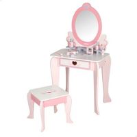 woomax - tocador de maquillaje infantil con taburete madera y accesorios 50x34x92 cm
