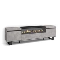 mueble tv middle chimenea electrica color cemento