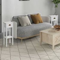 2 mesas auxiliares de mdf homcom 30x30x75 cm blanco