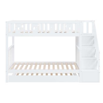 Cama Litera Infantil 90x200 Cm - Cama Extraíble, Escalera De Seguridad, Blanco