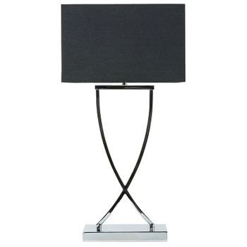 Lámpara De Mesa De Metal Negro Plateado Poli Algodón 62 Cm Sala De Estar Yasuni