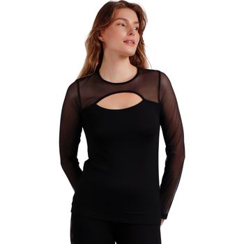Admas Blusa Top de manga larga con cuello abierto tul Christmas para mujer