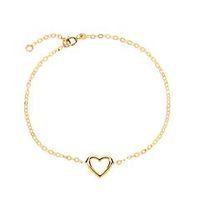 pulsera corazon en oro 14 quilates ancho ajustable