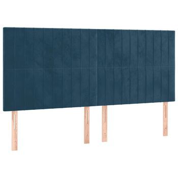 Pack 4 Uds Cabecero | Panel De Cabecera | Decoración De Pareds De Terciopelo Azul Oscuro 80x5x78/88 Cm