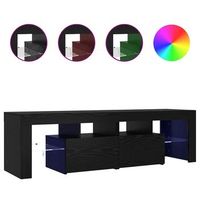 mueble de tv con luces led roble negro 140x365x40 cm vidaxl