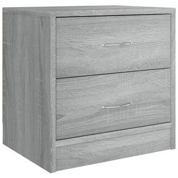 Mesita De Noche Mesilla De Noche - Madera De Ingeniería Gris Sonoma 40x30x40 Cm