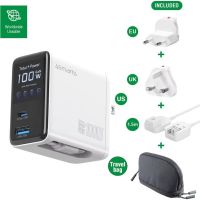 cargador 4smarts gan flex screen ai 100w usb-c y usb-a 3 puertos