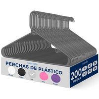 pack 200 ganchos de plastico premium antideslizantes ahorradores de espacio duraderos para camisas sueteres abrigos pantalones y vestidos r serenelife sl-hook200 gris