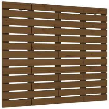 Cabecero Cama Pared Madera Maciza Pino Marrón Miel 126x3x91,5cm