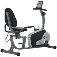 homcom bicicleta estatica con respaldo 8 niveles de resistencia magnetica longitud ajustable pantalla lcd para casa gris