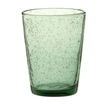 Vaso de vidrio verde con burbujas