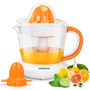 AIGOSTAR Exprimidor de Naranjas Electrico (40W,0.7ml),Doble Sentido de Giro, Doble Cono, Cubierta Antipolvo.