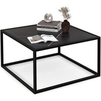 mesa de centro cuadrada con tapa de imitacion de marmol y marco de acero costway 70 x 70 x 40 cm