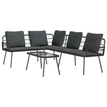 Conjunto De Sofás De Jardín 2 Piezas | Mueble De Jardín Negro Ratán Sintético
