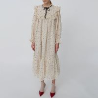 stella nova flounce chiffon midi dress - dk 38uk 12