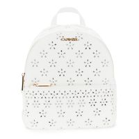 mochila de suave efecto napa con bordado sangallo y bolsillo frontal white taglia unica
