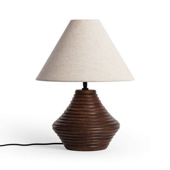 Lámpara De Mesa Madera Akriti Iluzzia Beige